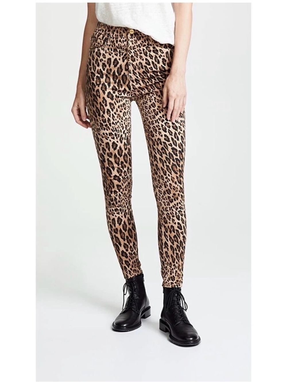 Frame Denim Leopard Print Skinny Jeans - Brown and Black
